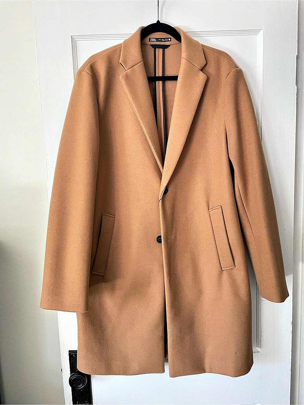 Zara Camel Longline Coat Size Large NWT
